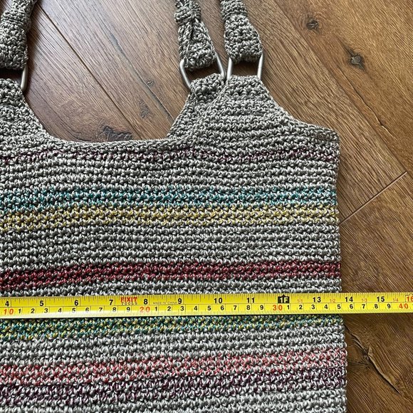 The Sak Bag Mutlicolor Stripe Woven Crochet Shoulder Bag Zip Closure Purse Bag - Picture 4 of 12